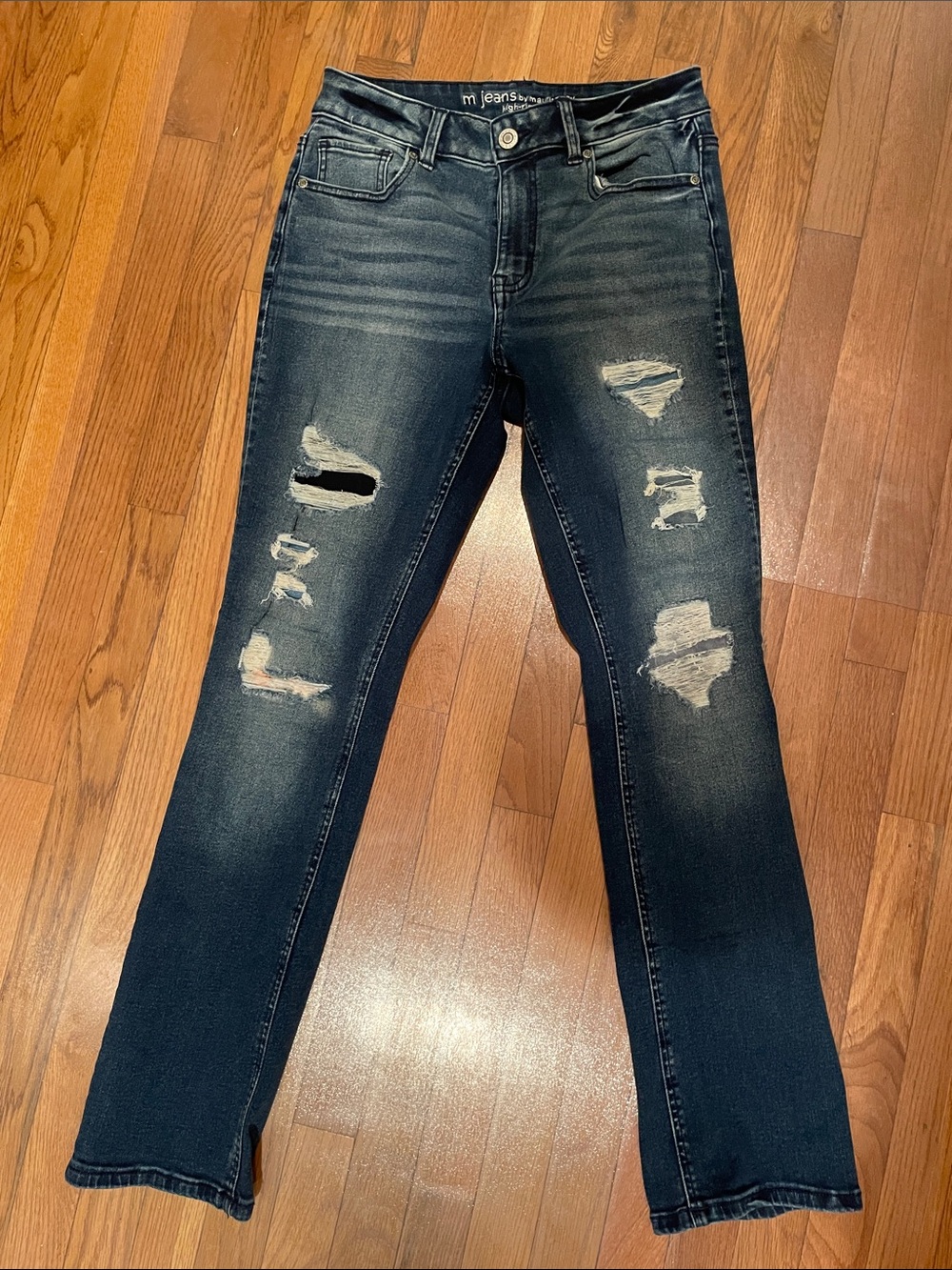 Maurices Dark Blue Distressed Skinny Jeans